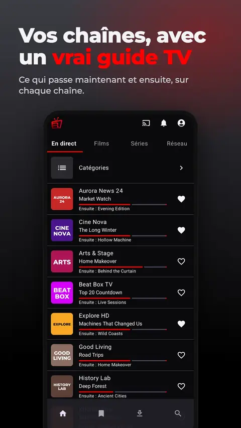 Vos chaînes, avec un vrai guide TV