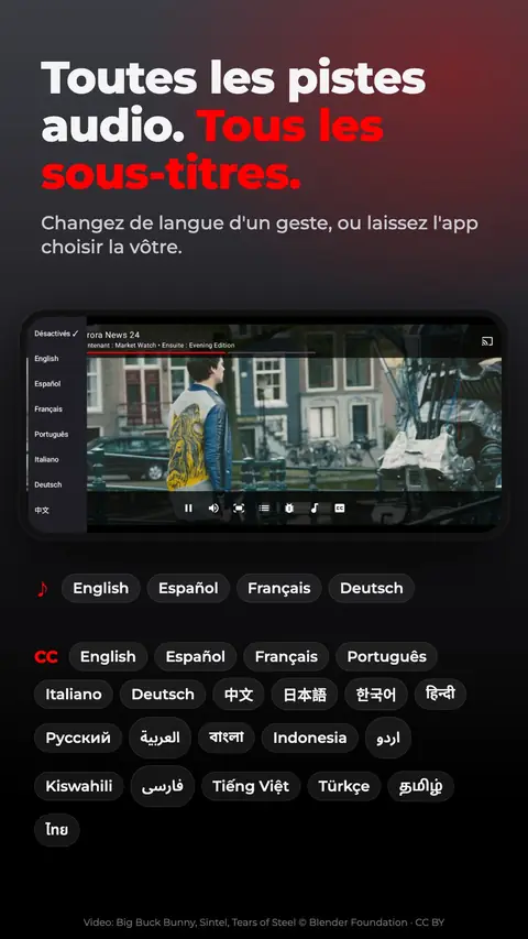 Toutes les pistes audio. Tous les sous-titres.