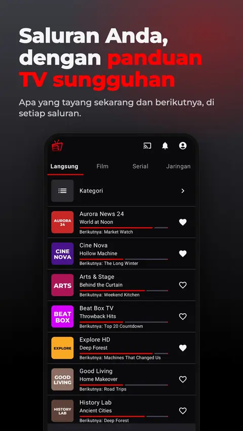 Saluran Anda, dengan panduan TV sungguhan