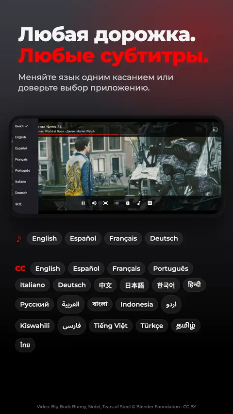 Любая дорожка. Любые субтитры.