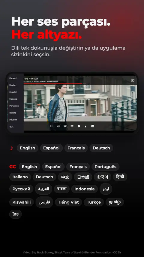 Her ses parçası. Her altyazı.